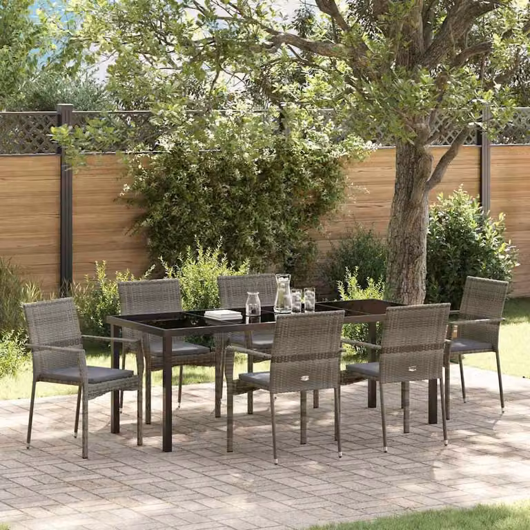 Maison Exclusive - Set da giardino per esterni, 7 pezzi, grigio, rattan sintetico