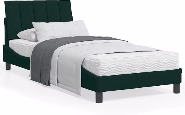 Letto con Materasso Hanko vidaXL in Velluto Verde Scuro, L/P/H: 90 x 200 cm