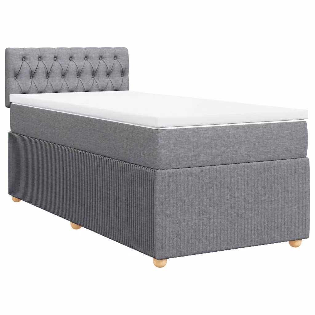 Giroletto a Molle con Materasso Grigio Chiaro 90x200 cm Tessuto