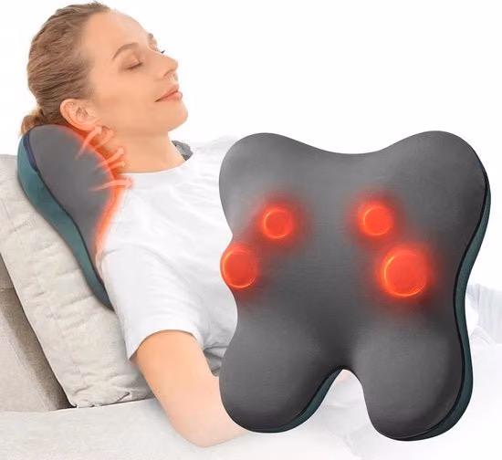Cuscino Shiatsu con Calore per Riduzione Dolore Muscolare - Progettazione Ergonomica per Collo, Spalle e Schiena
