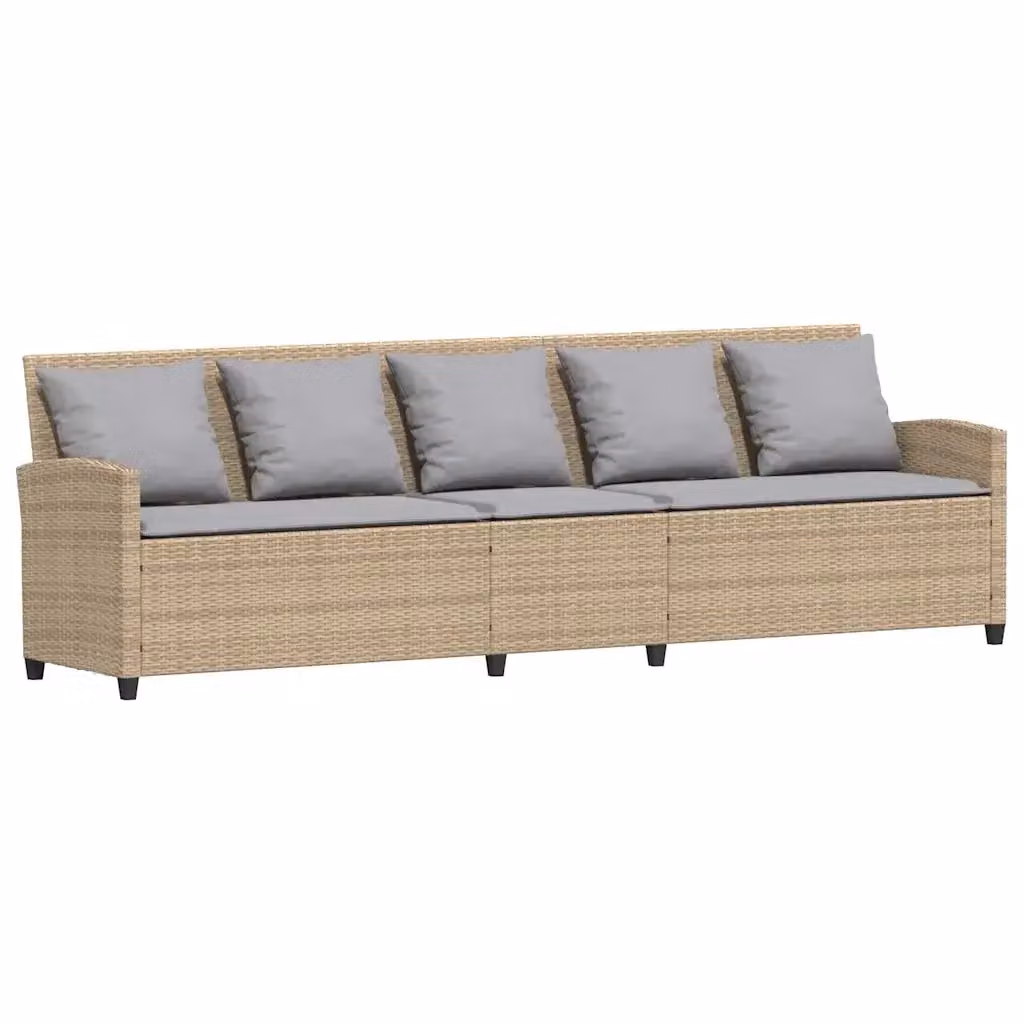 Divano da giardino moderno vidaXL in polyrattan con cuscini beige e grigi e struttura in metallo – 2