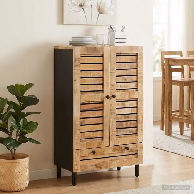 Armadio di stoccaggio moderno in legno di mango marrone vidaXL L: 60 cm, P: 33 cm, H: 100 cm