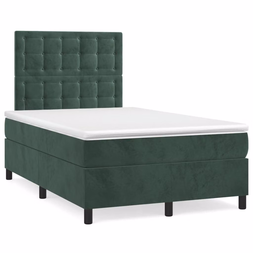 Maison Exclusive - Letto boxspring con materasso e LED verde scuro 120x190 cm velluto