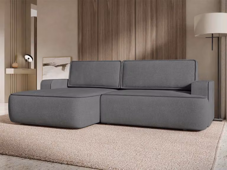 MIRJAN24 Divano angolare mono, soggiorno a L con funzione letto e rete (colore: Velo 635, lato: sinistro)