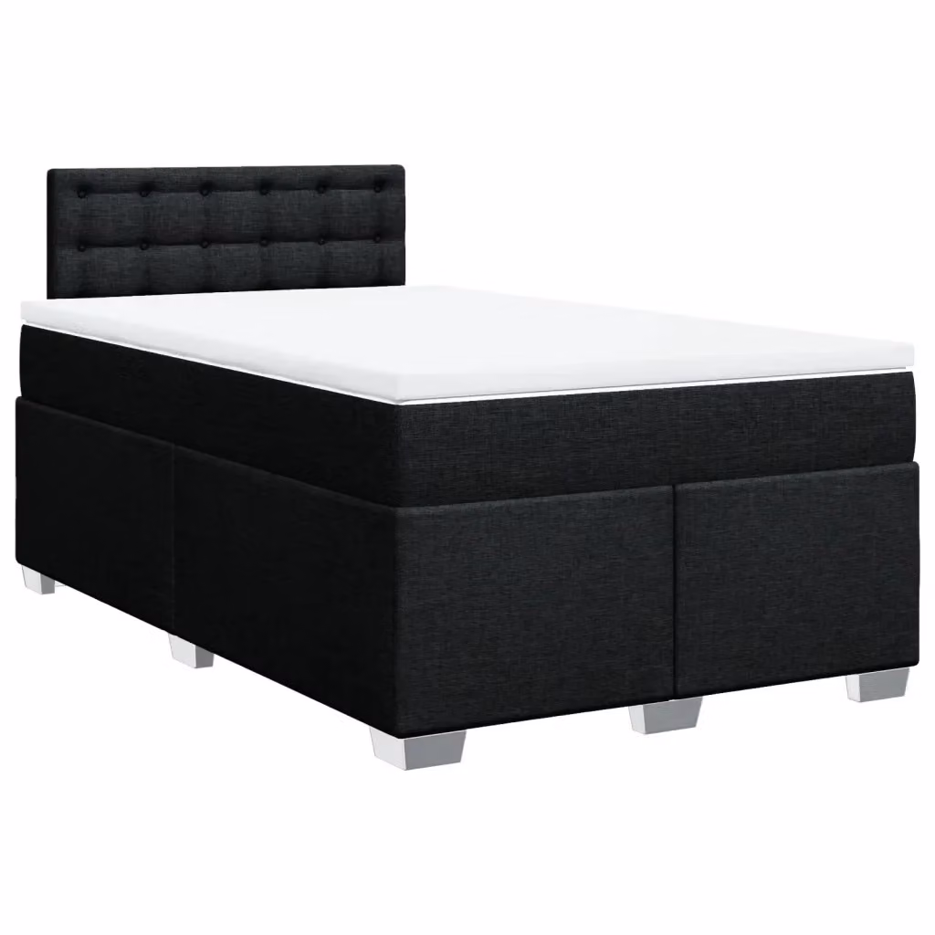 Letto Ibrido vidaXL con Materasso e Giroletto a Molle in Legno di Pino e Tessuto, Bianco e Nero, L/P/H: 120 x 190 x 100,5 cm – 2