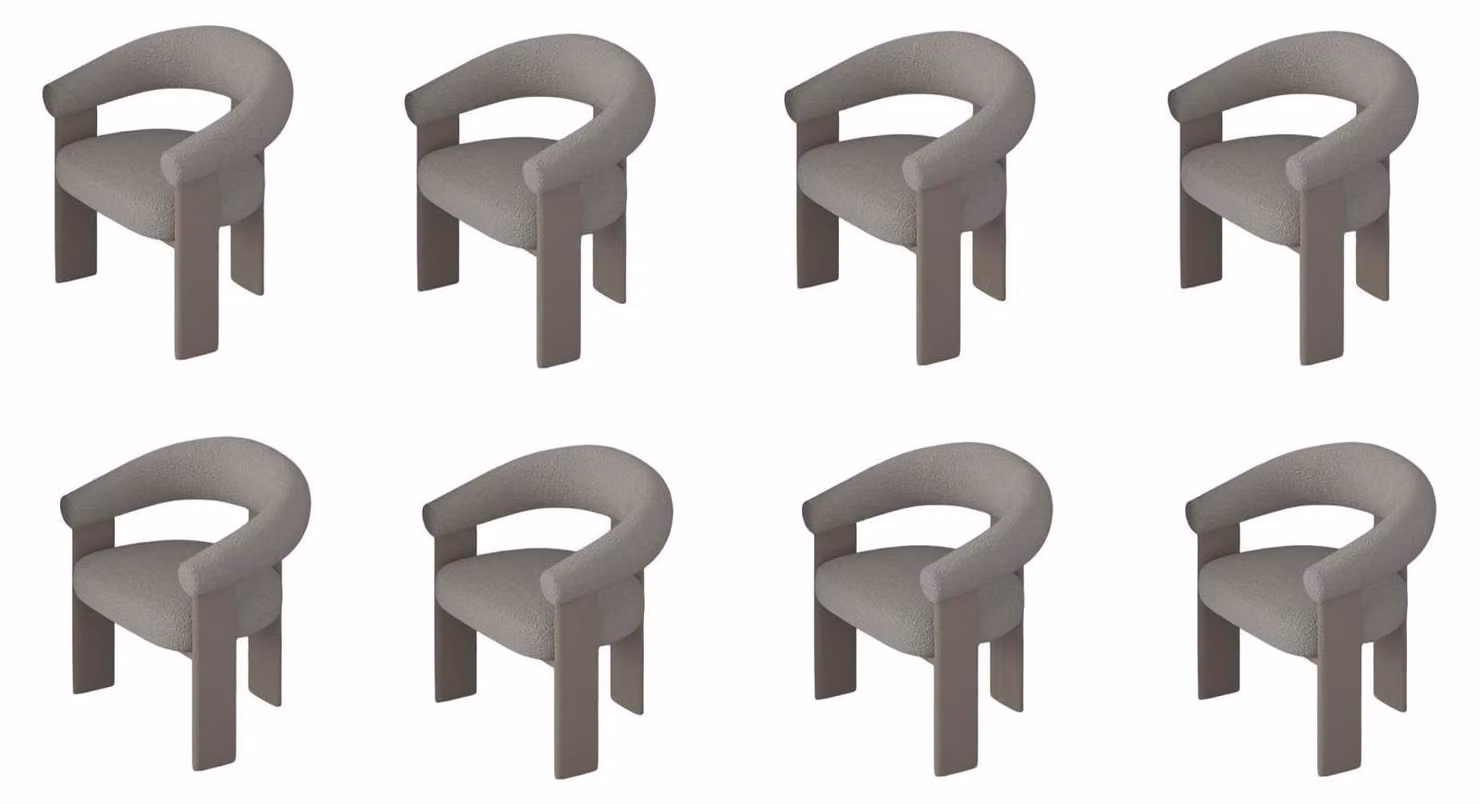 Set di sedie per tavolo da pranzo, stile moderno, colore beige, struttura in legno, design elegante