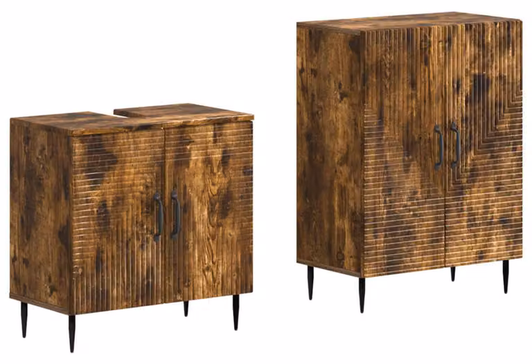 Set di due mobili da bagno HAARLEM, finitura rovere affumicato