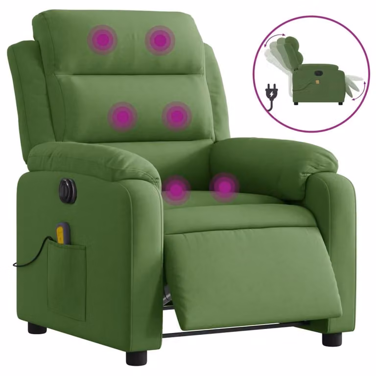 Sedia da massaggio elettrica in velluto verde chiaro