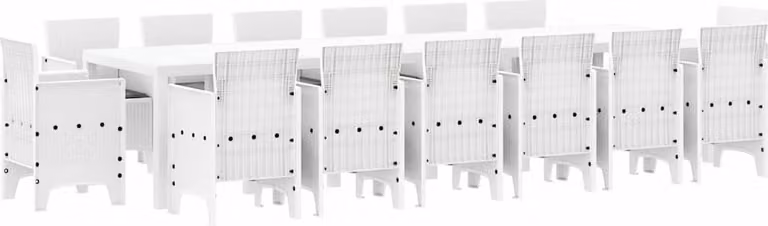 Set da Pranzo per Giardino 15 pcs Bianco Rattan Polt