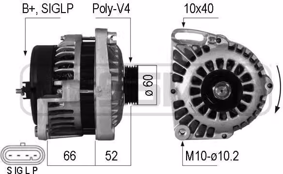ERA 210206A Alternatore 75 A 14 V per RENAULT CLIO II (BB0/1/2, CB0/1/2) TWINGO I (C06) KANGOO (KC0/1) KANGOO Express (FC0/1) CLIO I