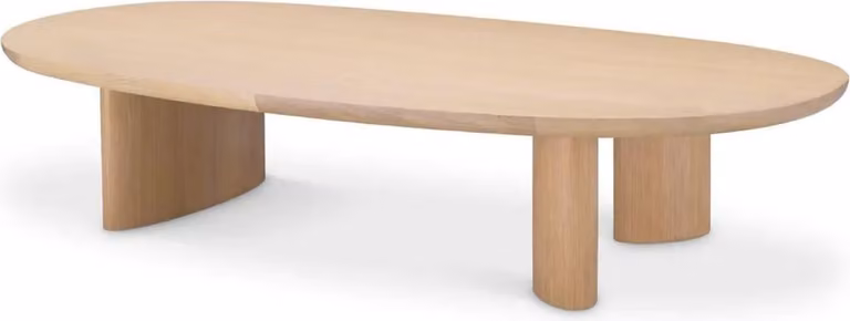 Tavolino Casa Padrino colori naturali 168,5 x 86,5 x H. 35,5 cm - Tavolino ovale in legno massello - Mobili Soggiorno - Mobili - Arredamento