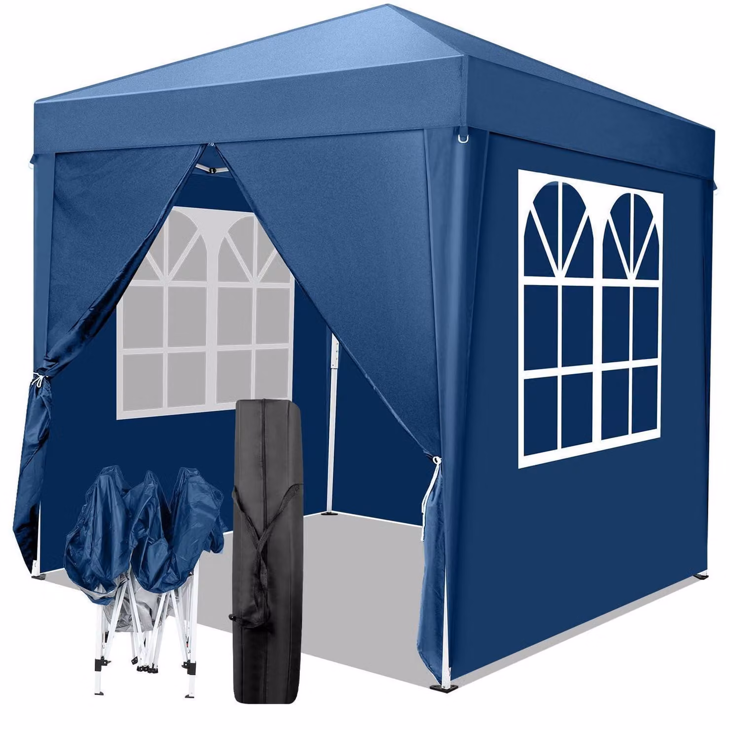 Tenda da esterno 2x2 metri, colore blu, impermeabile, con protezione UV 50+ e realizzata in tessuto Oxford 420D, completa di 4 pannelli laterali