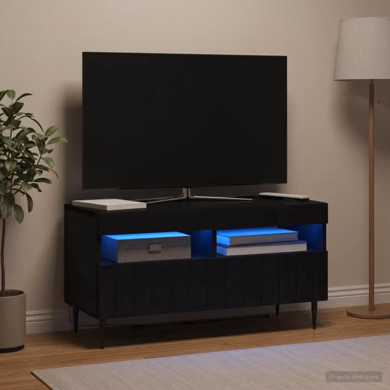 Mobile TV LED vidaXL ZWOLLE moderno in legno ingegnerizzato nero L: 81 cm, P: 35 cm, H: 43 cm