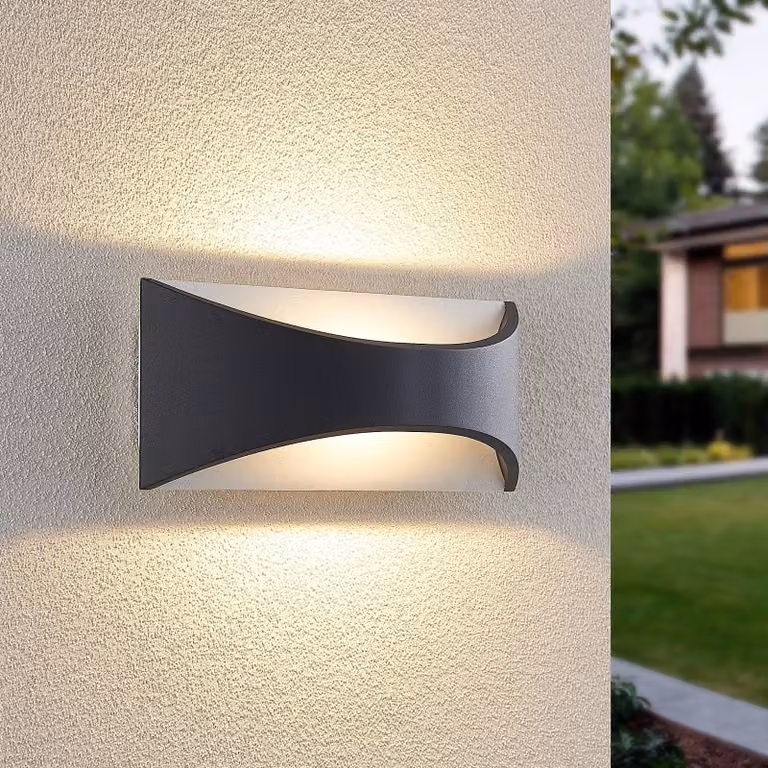 Applique da esterni a LED Mathea Lindby, Nero, Alluminio, Moderno, Applique LED da esterni