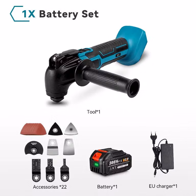 Multitool oscillante - Multitool a batteria - Seghetto elettrico - 600W - Dispositivo multifunzione per rifinitura e levigatura - 6 velocità - 18V