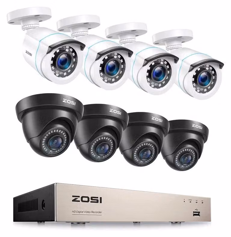 Sistema di videosorveglianza, kit di monitoraggio, risoluzione video 1080p, visione notturna a infrarossi, telecamera a cupola 4BK da 4 WH, 1T-a