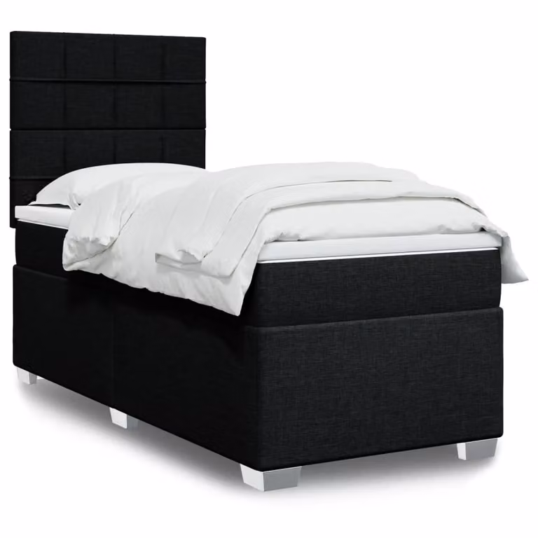 vidaXL Letto Ibrido con Materasso a Molle Insacchettate e Illuminazione Sotto il Letto, Nero e Bianco, L/P/H: 90 x 200 x 150,5 cm