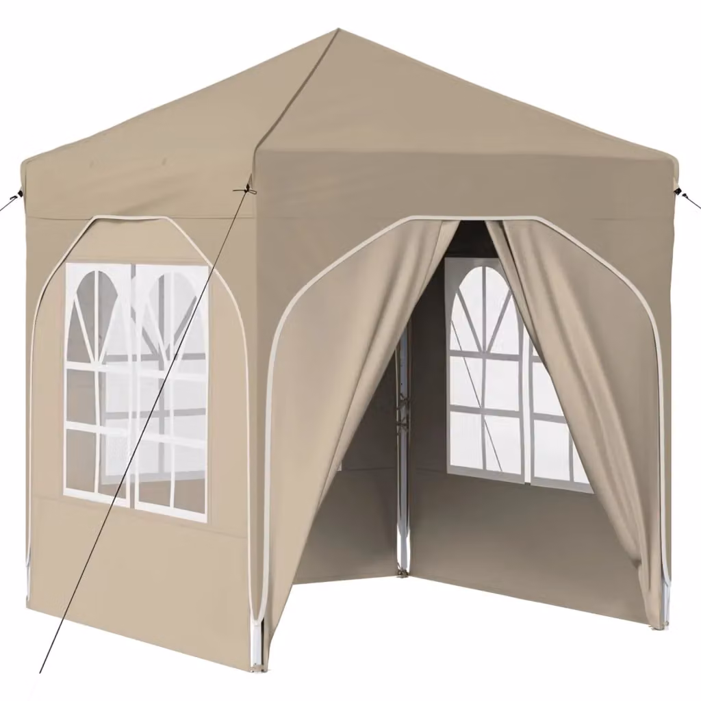 Gazebo pop-up per feste color beige con struttura in poliestere L/P/H: 192 x 192 x 245 cm – 2