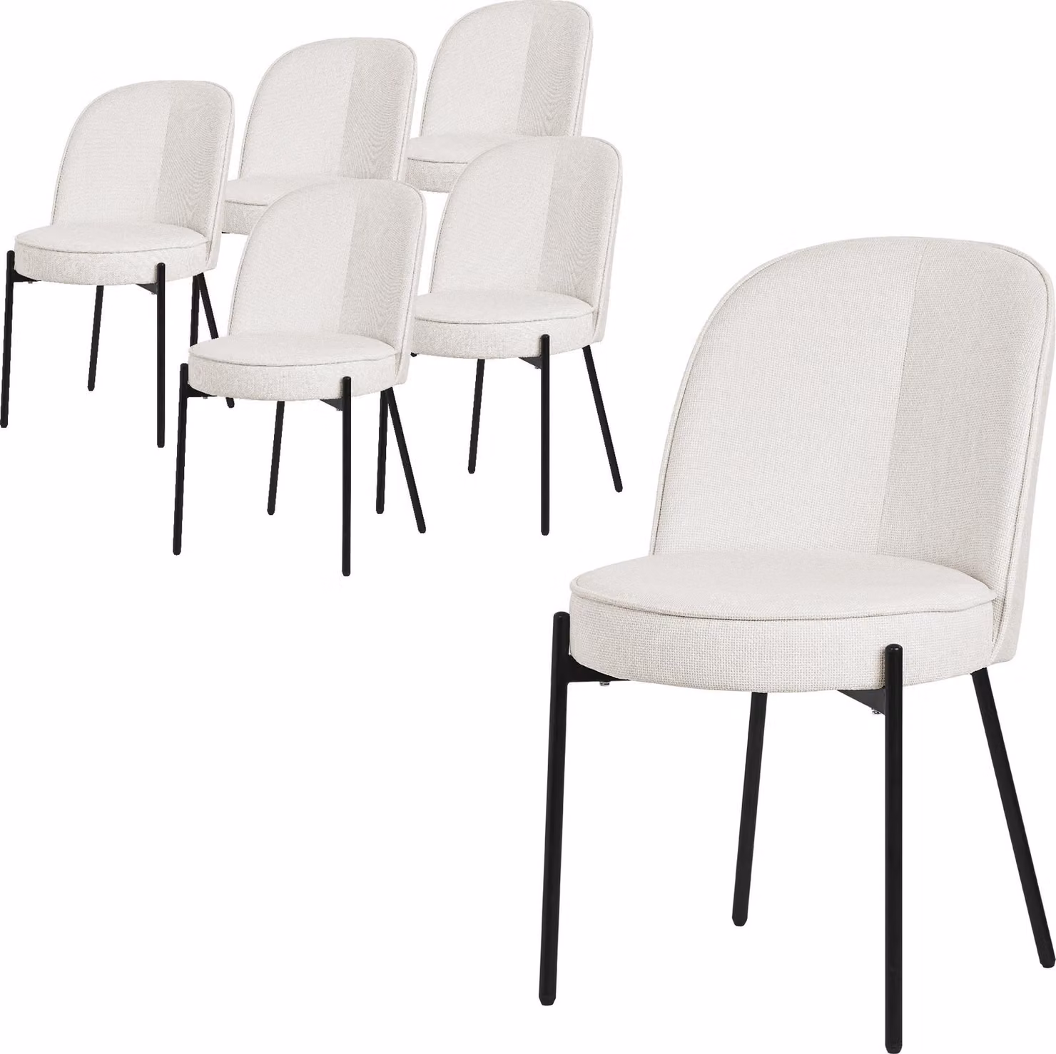 ML-Design set di 6 sedie per sala da pranzo in poliestere beige sedie da cucina con gambe in metallo sedia da soggiorno con schienale sedie imbottite per sala da pranzo cucina