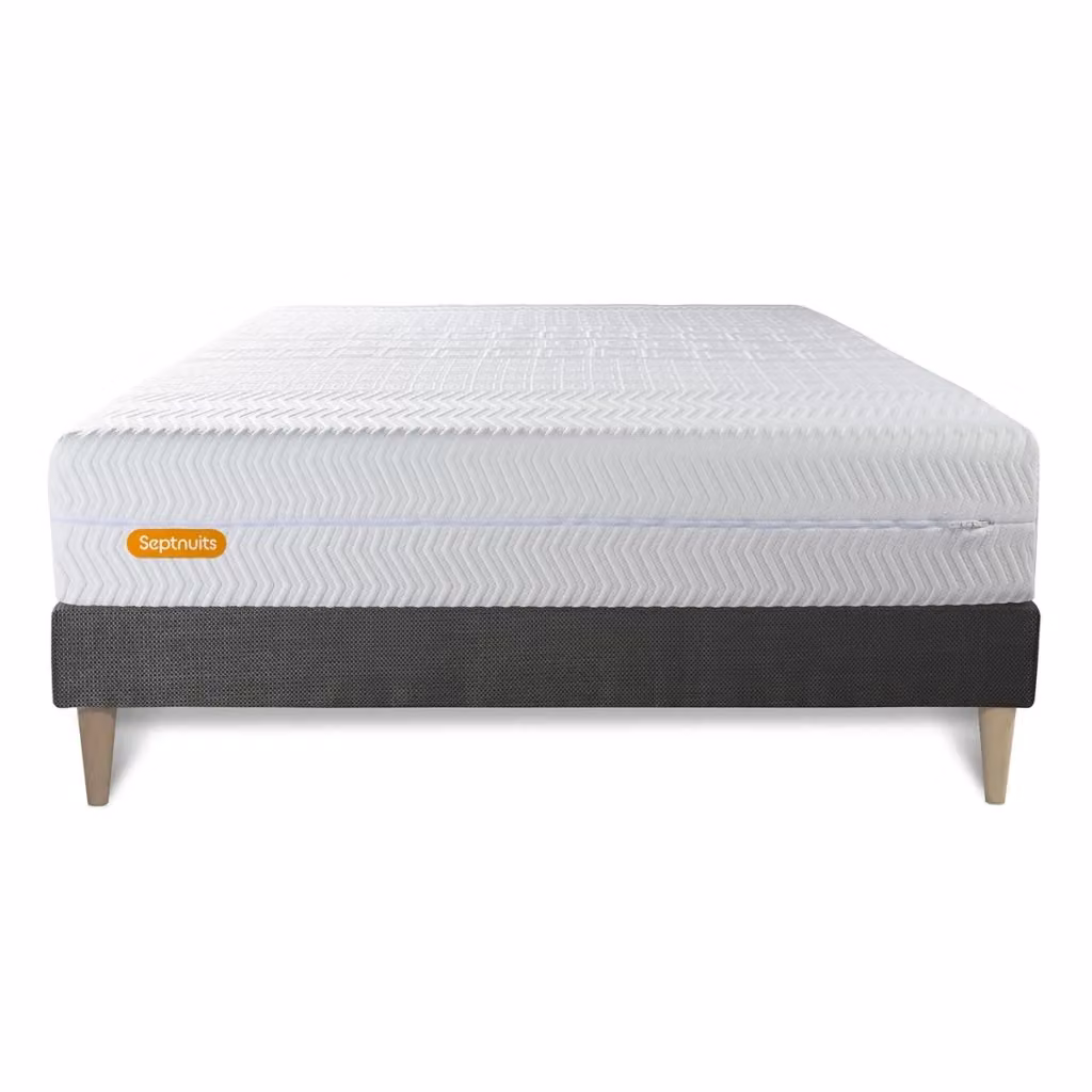 Set materasso e base Septnuits Memo Bio in schiuma viscoelastica con rivestimento bianco, L/P: 200 x 200 cm – 2