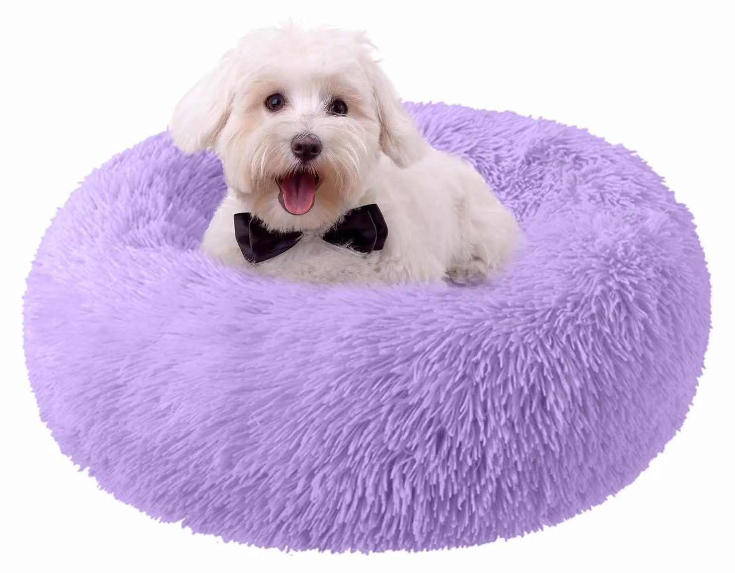 Cuccia rotonda per animali domestici, diametro 50 cm, color lilla, lavabile, antiscivolo, design a ciambella
