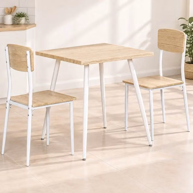 Set tavolo da pranzo con 2 sedie in MDF naturale