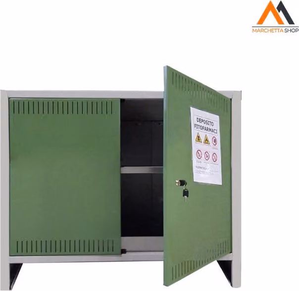 Armadio deposito fitofarmaci Pratiko Prometal in acciaio verde L: 100 cm, P: 40 cm, H: 80 cm