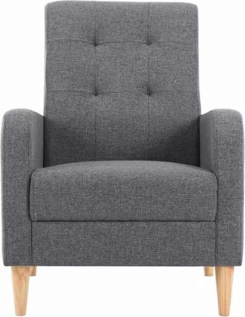 Poltrona relax Chicfurn in tessuto grigio con schienale alto e braccioli per soggiorno o camera da letto L 76,7 cm x P 90,5 cm x H 51 cm