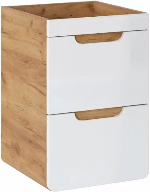 Mobile sottolavabo da appendere Meublorama ERBANO in rovere e bianco lucido con 2 cassetti L: 40 cm, P: 59 cm