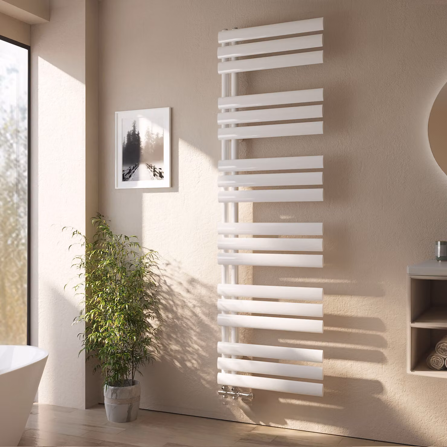 Radiatore da bagno EMKE Radiatore tubolare Asciugamano tubolare ovale Scaldasalviette Attacco laterale verticale per l'acqua Bianco 174×50 cm 683 W senza elemento riscaldante