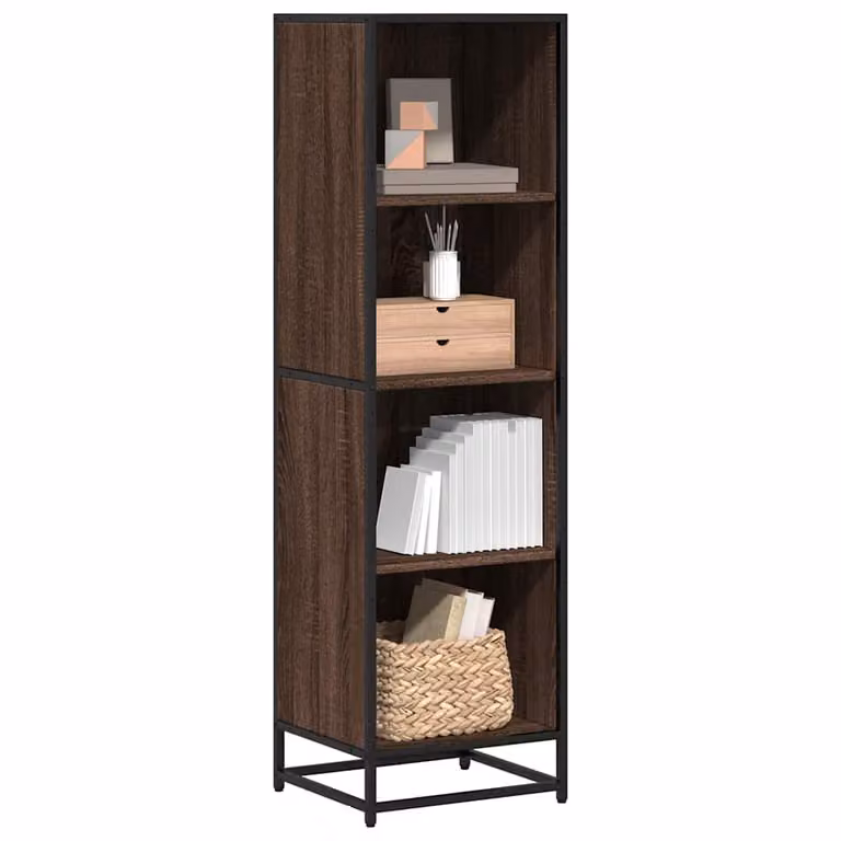 Libreria stile industrial vidaXL in legno e metallo, colore marrone, L 40 cm x P 35 cm x H 139 cm