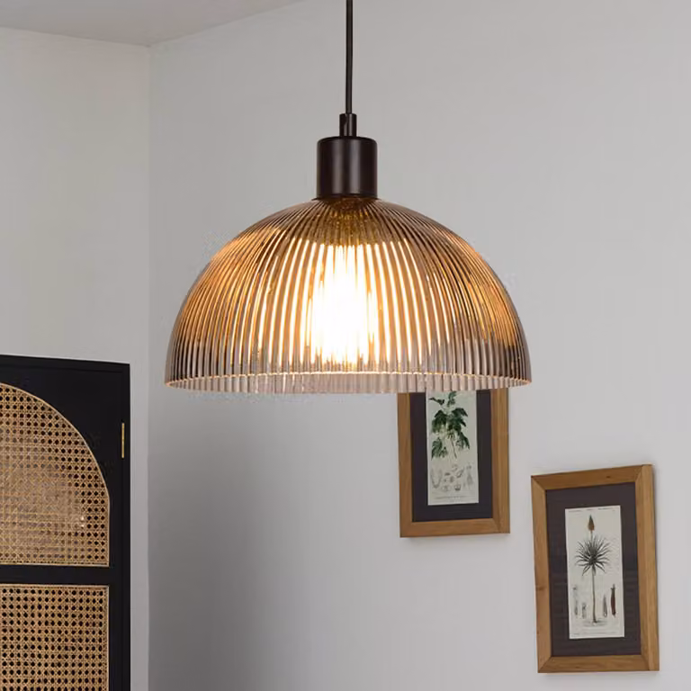 COREP Lampada a sospensione Duomo, dimmerabile, Alluminio / Grigio / Zincato, Soggiorno / Sala da pranzo, Vetro, Lampada a sospensione