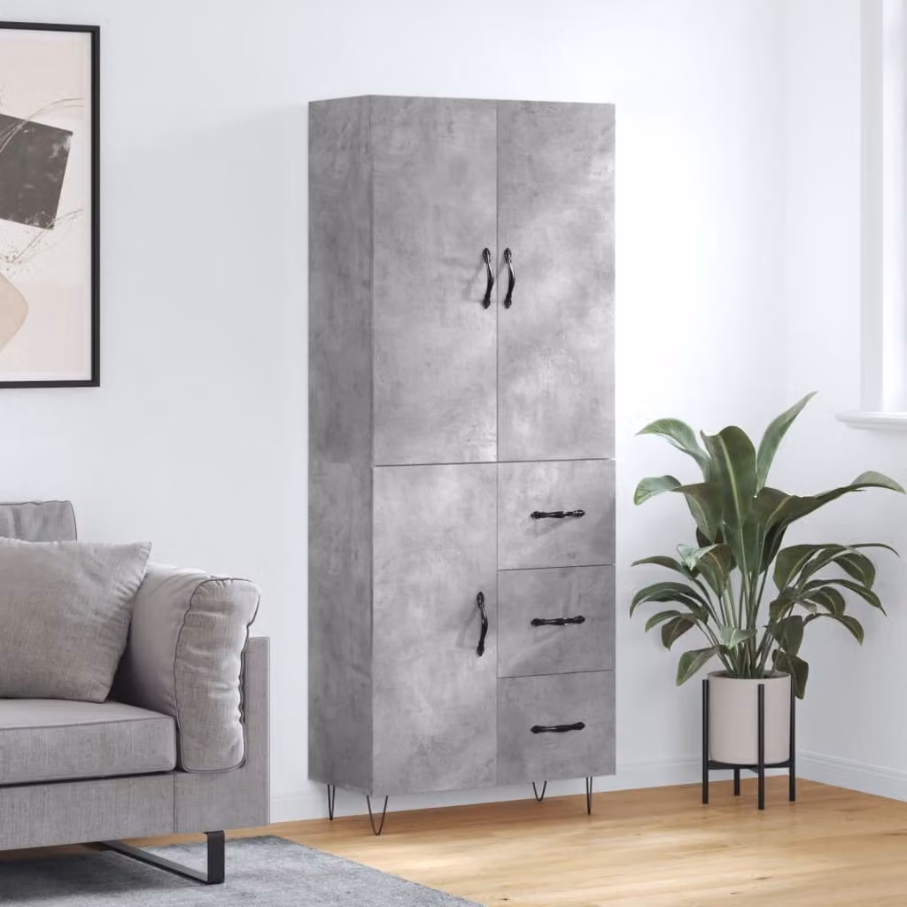 vidaXL Credenza Moderna Grigio con Ante a Battente in Legno e Metallo L: 69,5 cm, P: 34,0 cm, H: 180,0 cm
