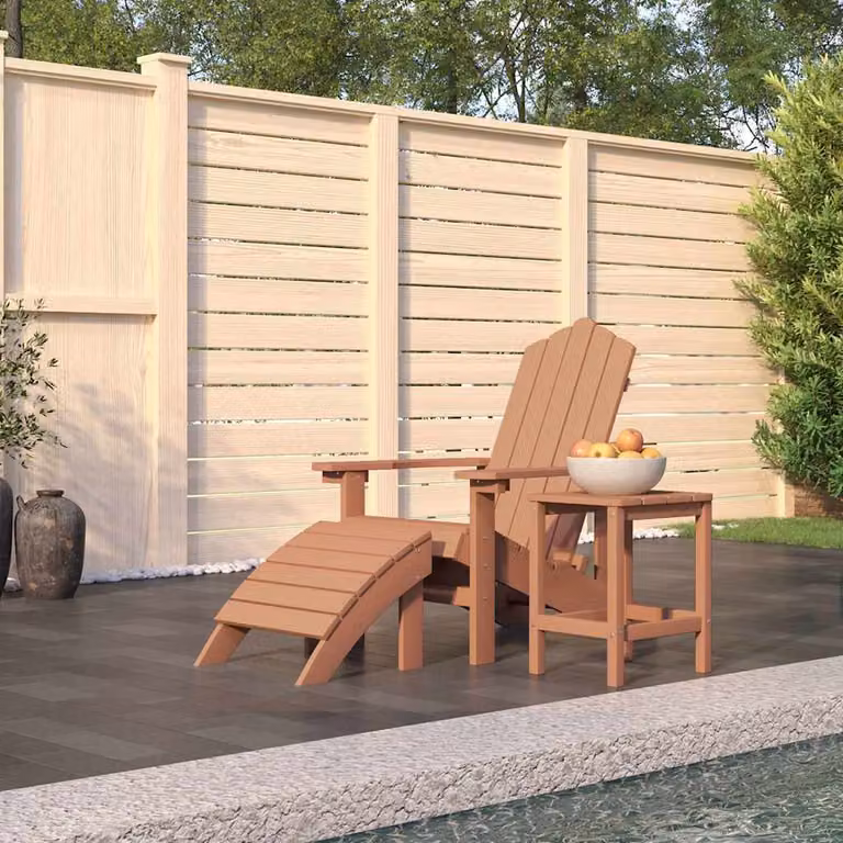 Set da giardino Adirondack vidaXL con poggiapiedi e tavolo in HDPE marrone