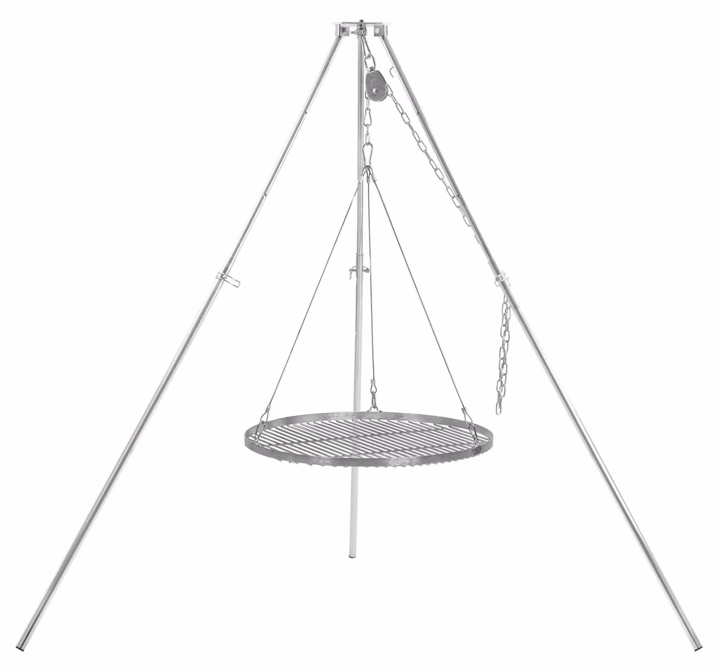 Griglia a treppiede BBQ-Toro con piano cottura in acciaio inossidabile di Ø 60 cm, regolabile in altezza da 119 a 184 cm