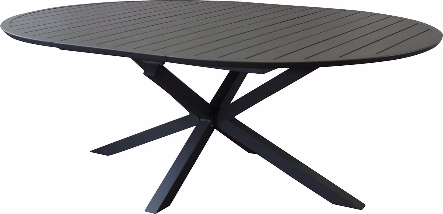 Milani Home - tavolo da giardino allungabile, rotondo, 10 posti, antracite, piano 150/200 x 150 cm
