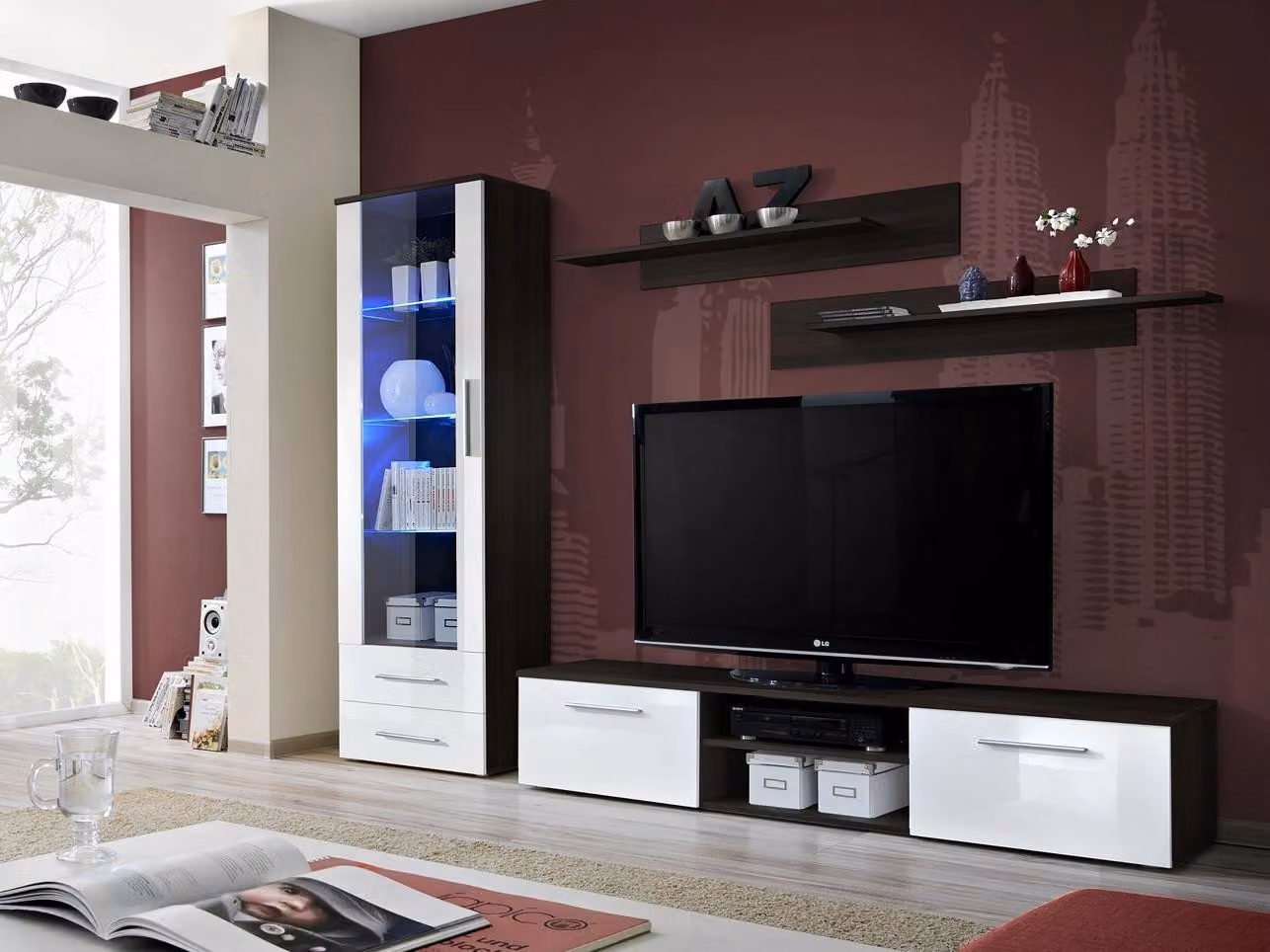 Hochglanz TV-Ständer Wohnzimmer Schwarz Lowboard Modern Einrichtung Holz Möbel