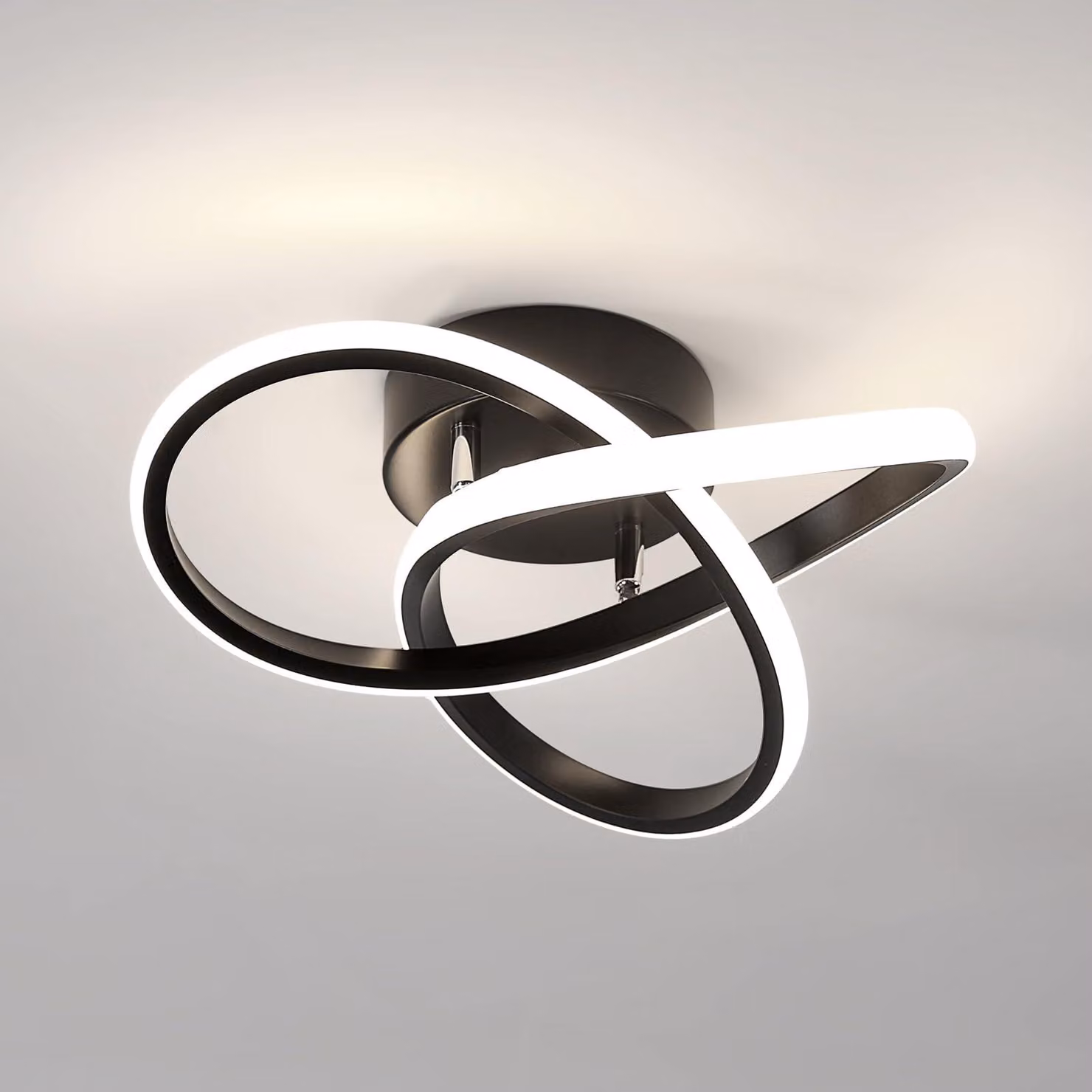 Lampada a soffitto LED, 30W, 3375LM. Moderna lampada da soffitto, realizzata in alluminio, ideale per soggiorno, camera da letto, corridoio, cucina, balcone. Colore nero, luce naturale 4500K, diametro 30cm