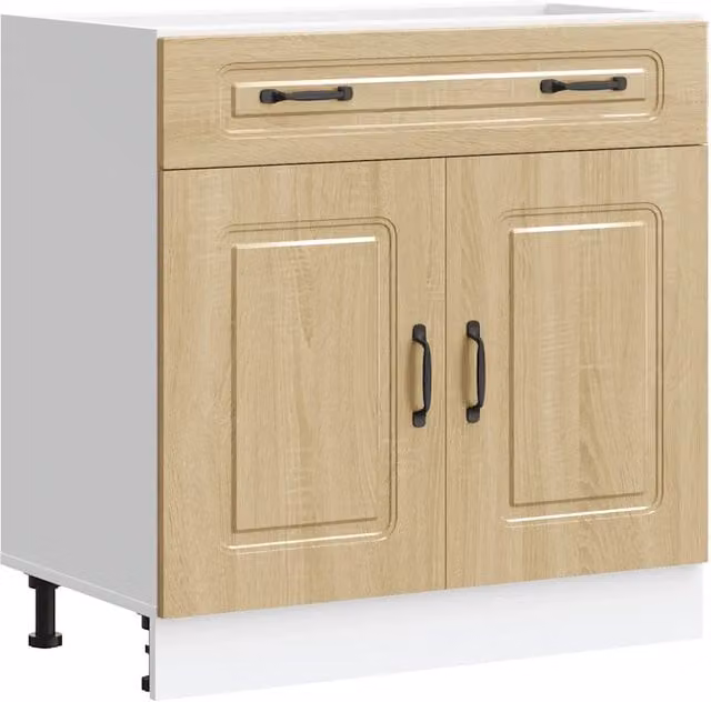 Mobile da cucina base con ante a battente HELLOSHOP26 in legno composito color marrone L: 80 cm, P: 46 cm, H: 81,5 cm