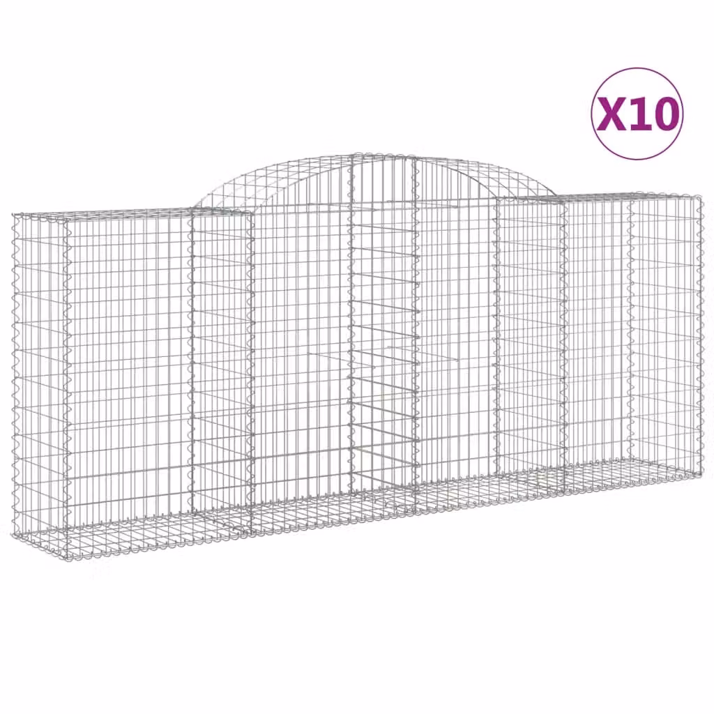 Cesti Gabbioni ad Arco 10 pz 300x50x120/140 cm Ferro Zincato