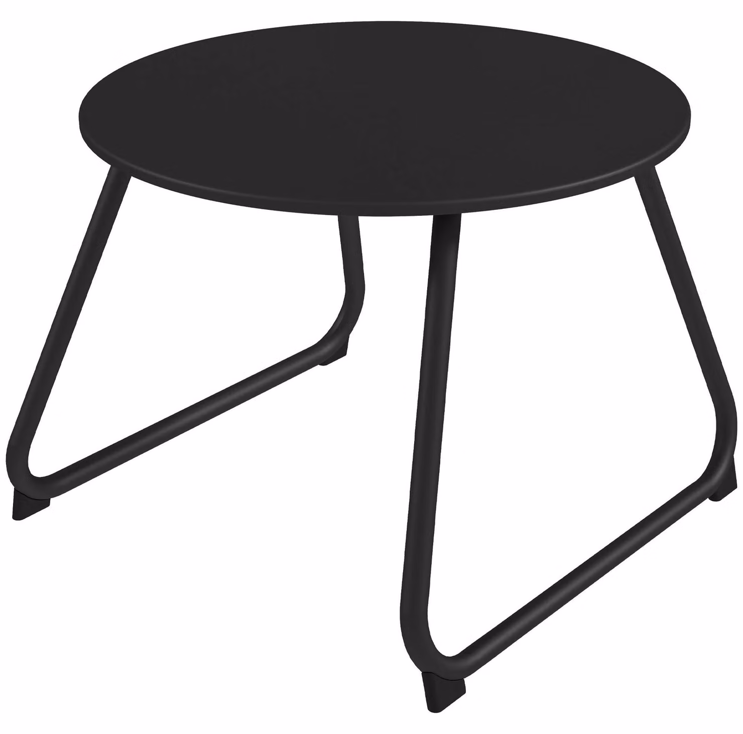 Tavolino da Esterni Ø48x37 cm con Piedini Regolabili in Metallo Nero