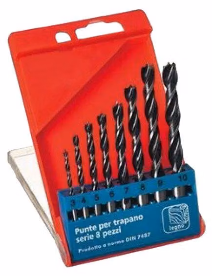serie punte per legno 8 pezzi - 3÷10 mm