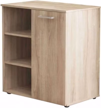 Mobiletto Cosma con 1 Anta e 3 Mensole in Olmo Chiaro, Marrone e Beige, L: 87 cm, H: 68 cm, P: 35 cm