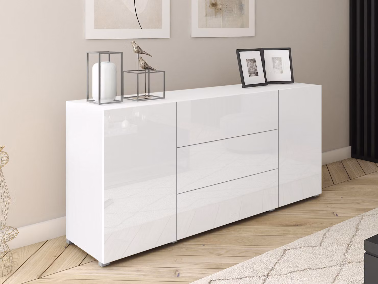 Cassettiera combinata HEXIO - bianco / bianco lucido