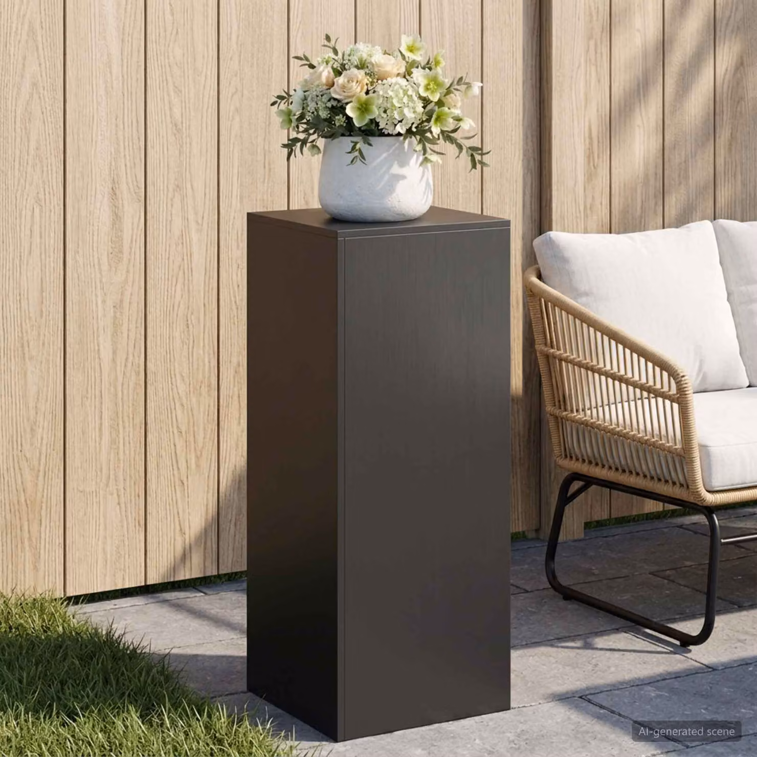 vidaXL Supporto per piante in metallo nero opaco L/P/H: 40 x 40 x 100 cm