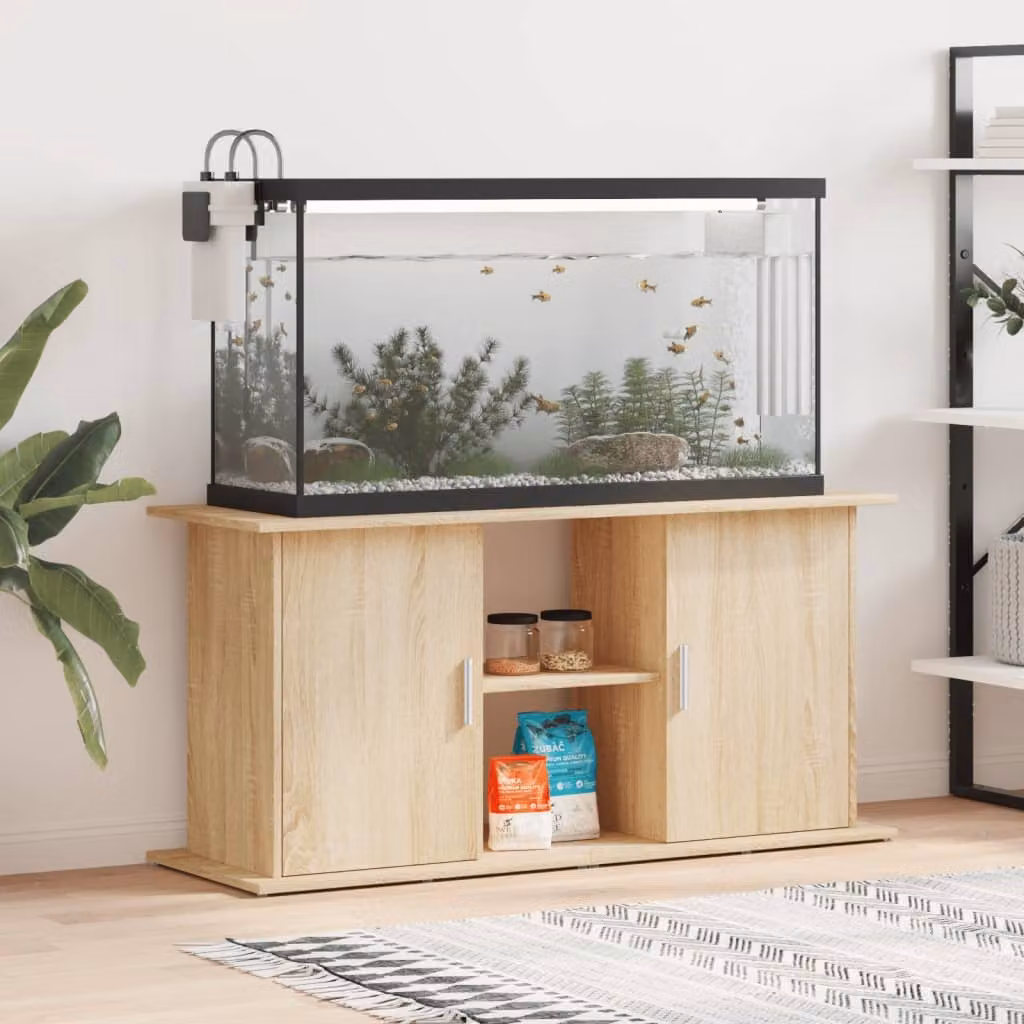 vidaXL Supporto per acquario in legno ingegnerizzato rovere Sonoma, L/P/H: 121 x 41 x 58 cm