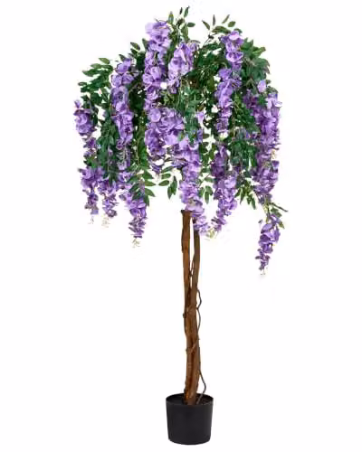 Beliani Pianta artificiale in vaso per interni in plastica nero 150 cm verde e viola