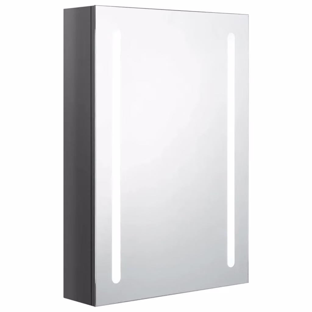 Armadietto da bagno Design Mania con specchio e illuminazione LED, Grigio Lucido, L: 50 cm, P: 13 cm, H: 70 cm – 2