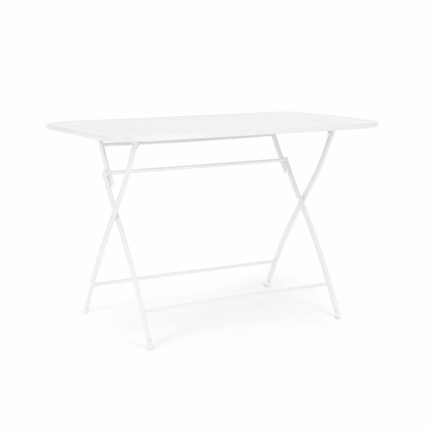 Tavolo rettangolare YVONNE in acciaio bianco, pieghevole, 110×70×72 cm