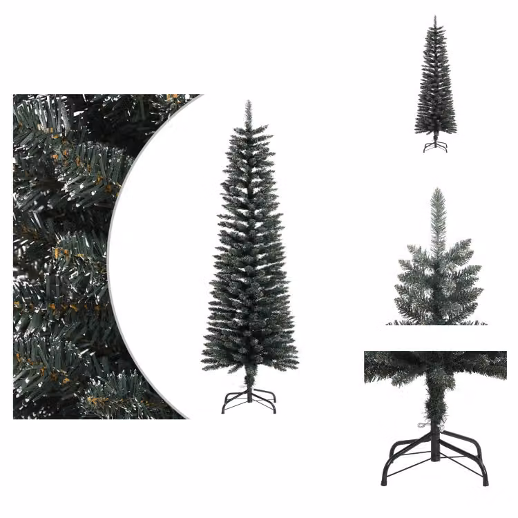 vidaXL Albero di Natale artificiale con supporto verde slim 150 cm PVC - Alberi di Natale
